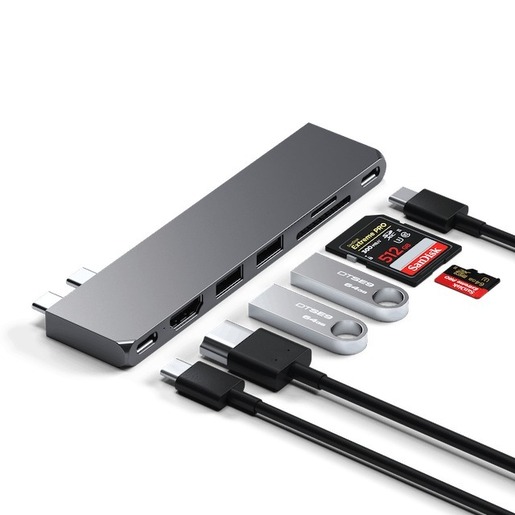 Satechi docking station PRO HUB SLIM, USB-C, sivi