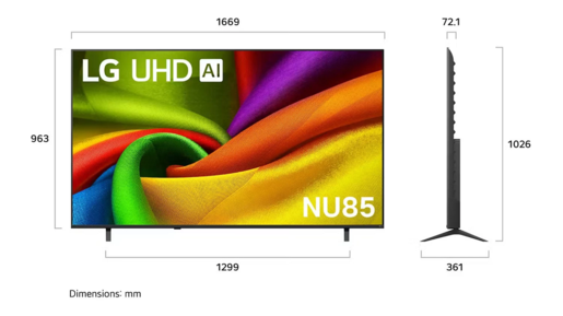 LG NANO LED televizor 75NU850B3LA, 4K Ultra HD, Smart TV, webOS, α7 AI Processor 4K Gen9, 60Hz, HDR10 Pro, HLG, ThinQ AI, AI Magic Remote, Crni