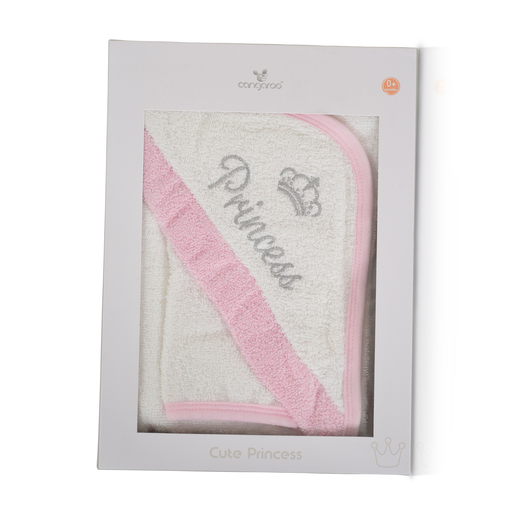 CANGAROO peškir za bebe s kapuljačom Cute Princess, Pink, 75 x 75 cm