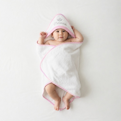 CANGAROO peškir za bebe s kapuljačom Cute Princess, Pink, 75 x 75 cm