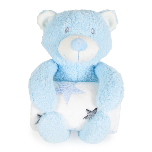 CANGAROO dekica za bebe sa plišanom igračkom Rory Medo, Blue, 75 x 90 cm