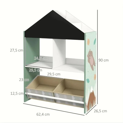 KINDER HOME Ormar za igračke i knjige, crna tabla za pisanje TF-6806