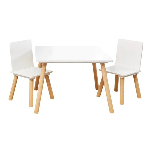 KINDER HOME dječji stol sa 2 stolice bijeli TF-6163
