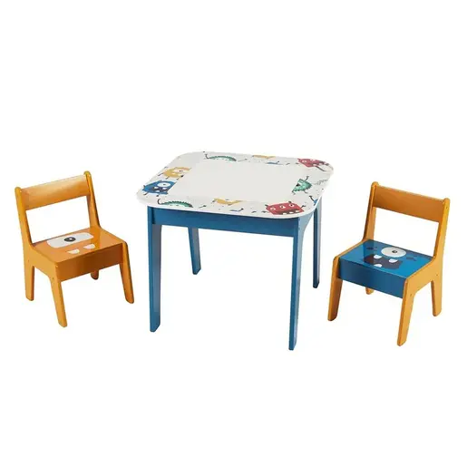 KINDER HOME Dvostrani dječji stol sa 2 stolice šareni TF-6059