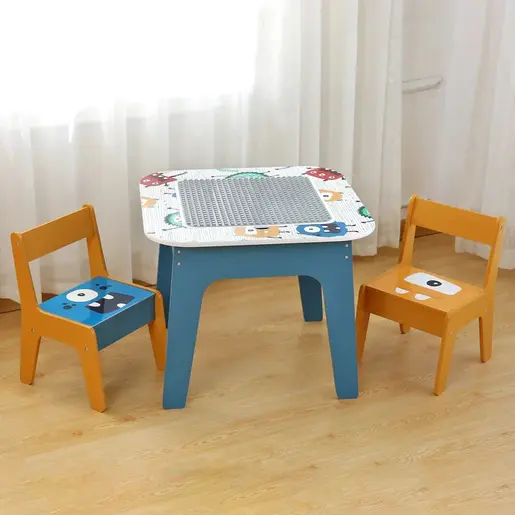 KINDER HOME Dvostrani dječji stol sa 2 stolice šareni TF-6059
