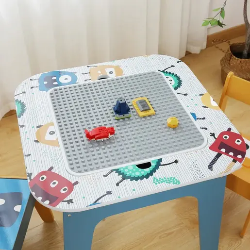 KINDER HOME Dvostrani dječji stol sa 2 stolice šareni TF-6059