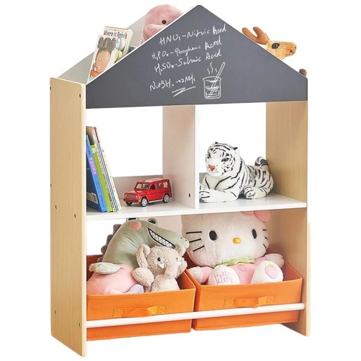 KINDER  HOME dječji ormarić, regal za igračke i knjige sa tablom za pisanje, kuća, drvo TF-6747