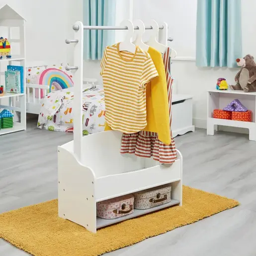 KINDER HOME Drveni stalak sa policama za dječju odjeću bijeli TF-6203