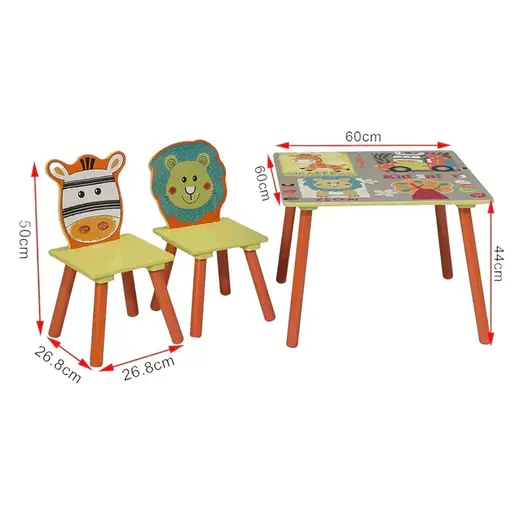 KINDER HOME dječji stol sa 2 stolice šareni TF-4808-N