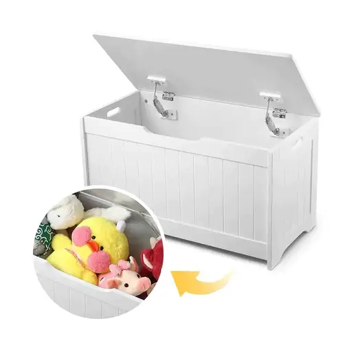 KINDER HOME Komoda i drvena klupa za odlaganje dječjih igračaka i knjiga bijela JVTR-3086