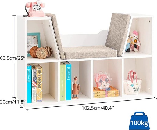 KINDER HOME 3 u 1 dječja polica za knjige i klupa JVTR-3153