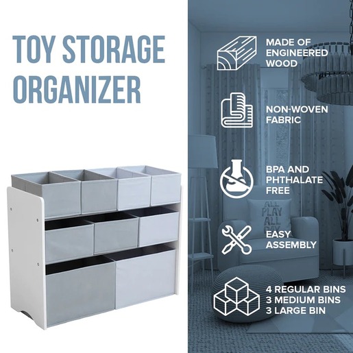 KINDER HOME Organizator za igračke bijelo-sivi JVTR-3090-1
