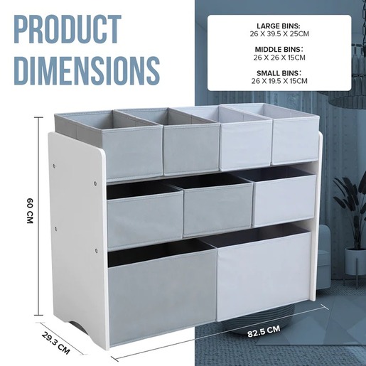 KINDER HOME Organizator za igračke bijelo-sivi JVTR-3090-1