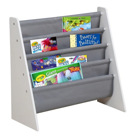 KINDER HOME dječja polica za knjige i igračke bijelo-siva JVTR-3029-VG