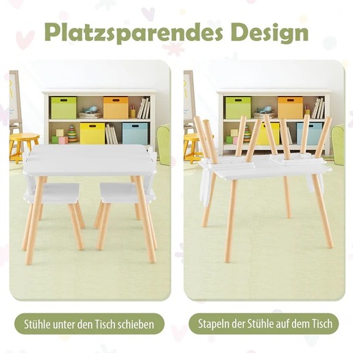 KINDER HOME dječji drveni stol sa 2 stolice - BUNNY TF-6176