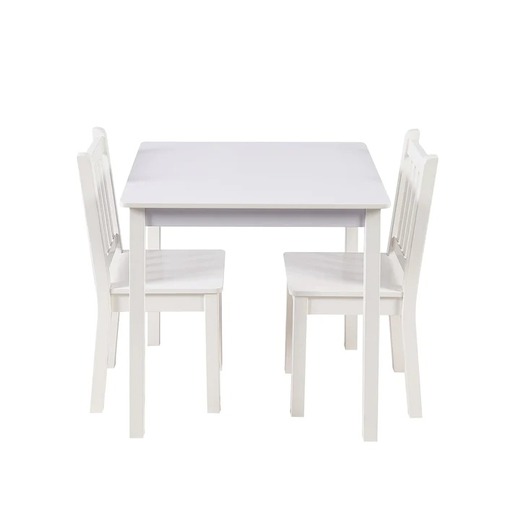 KINDER HOME dječji drveni stol sa 2 stolice, set za učenje, crtanje, igru, jelo - BIJELI TF-6644-V