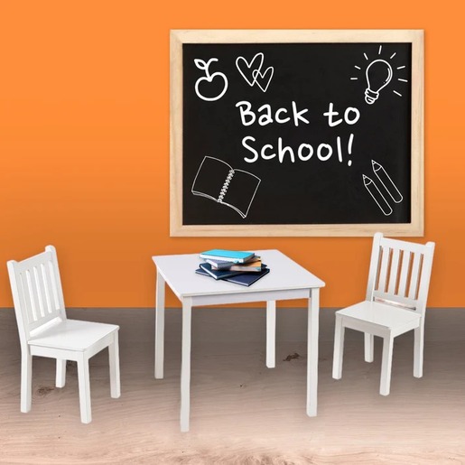 KINDER HOME dječji drveni stol sa 2 stolice, set za učenje, crtanje, igru, jelo - BIJELI TF-6644-V