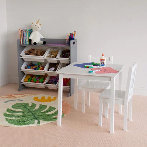 KINDER HOME dječji drveni stol sa 2 stolice, set za učenje, crtanje, igru, jelo - BIJELI TF-6644-V