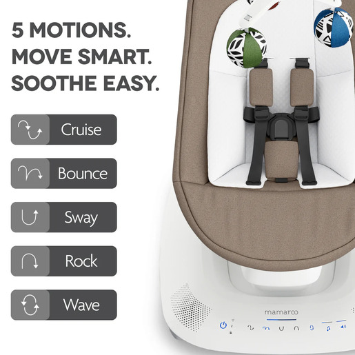 UPPAbaby MamaRoo Smart Swing ležaljka-ljuljačka, Wells Dark Taupe Melange