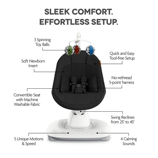 UPPAbaby MamaRoo Smart Swing ležaljka-ljuljačka, Jake Charcoal Melange