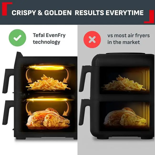TEFAL friteza na vrući zrak EY7528E0 Easy Fry Crispy Stack Dual, 6 L + 4 L