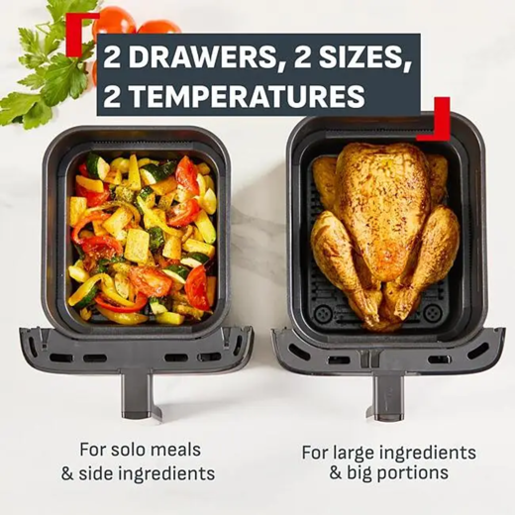 TEFAL friteza na vrući zrak EY7528E0 Easy Fry Crispy Stack Dual, 6 L + 4 L