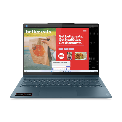 Laptop Lenovo Yoga 7 2-in-1 14AGP11, 14" WUXGA OLED Touch 400nits 60Hz, AMD Ryzen AI 5 435, 16GB LPDDR5X RAM, 512GB PCIe 4.0 NVMe SSD, AMD Radeon 840M Graphics, FreeDOS