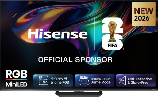 Hisense RGB MiniLED 65UR8S, 4K Ultra HD, Smart TV, VIDAA, Smart OS, 180 Hz, 2.1.2 Ch. Multi-Surround, Crni