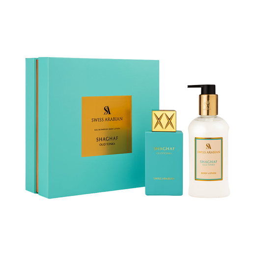 Swiss Arabian Shaghaf Oud Tonka poklon set – EDP 75 ml + losion za tijelo 300 ml