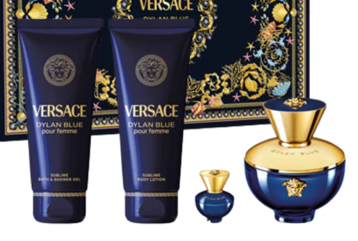 Versace Dylan Blue Pour Femme poklon set – EDP 100 ml + gel za tuširanje 100 ml + losion za tijelo 100 ml + mini EDP 5 ml