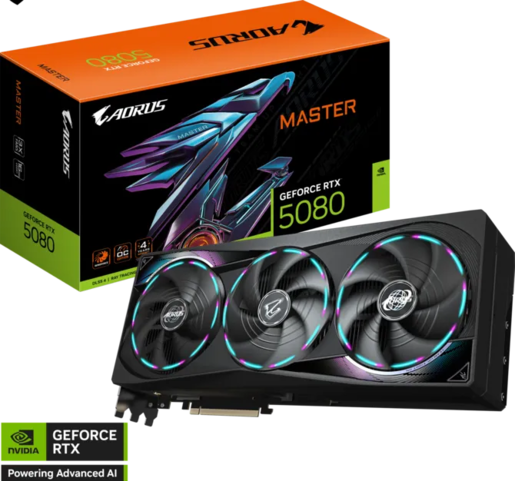 GIGABYTE AORUS Master grafička kartica GeForce RTX 5080, 16GB GDDR7, 256-bit, 3x DisplayPort, HDMI