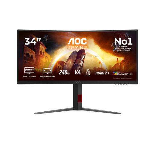 AOC gaming monitor CU34G4Z, 34" WQHD Fast VA Curved 1500R, DisplayHDR 400, Adaptive Sync, 240Hz