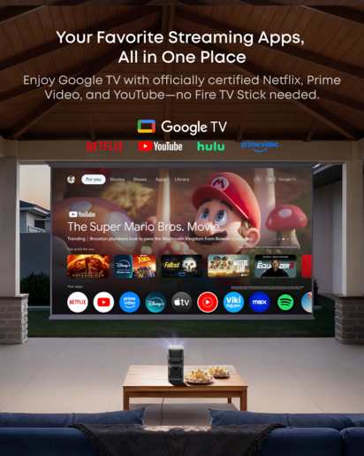 ANKER projektor Soundcore Nebula P1, Full HD 1080p, 650 ANSI lumena, Google TV, Dolby Audio, 20W zvučnici