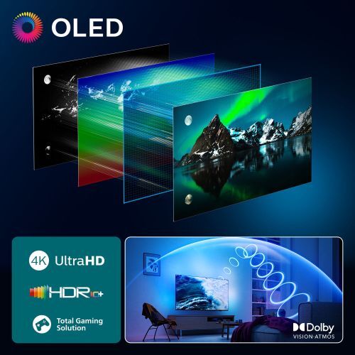 Philips 77OLED820/12 4K OLED GOOGLE TV, 3-side AMBILIGHT, 144 Hz, Procesor P5 AI Perfect, 194 cm (77"), Dolby Vision and Dolby Atmos