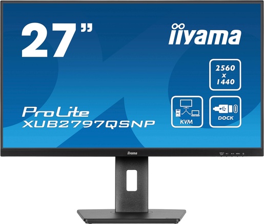 IIYAMA poslovni monitor ProLite XUB2797QSNP-B1, 27" QHD IPS, 100Hz, Adaptive Sync, USB-C, LAN, zvučnici