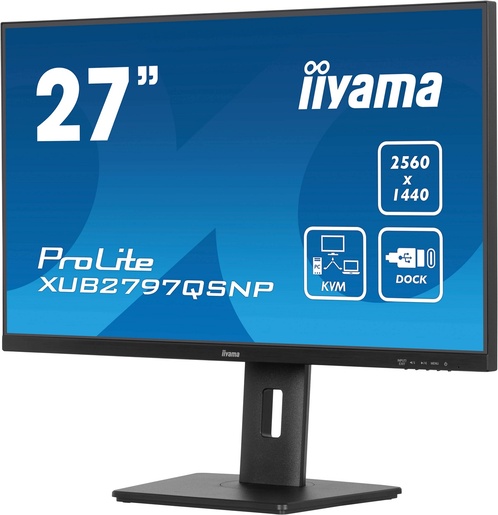 IIYAMA poslovni monitor ProLite XUB2797QSNP-B1, 27" QHD IPS, 100Hz, Adaptive Sync, USB-C, LAN, zvučnici