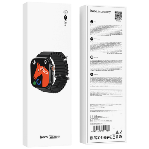 Hoco Pametni sat, 1.96" zaslon, Dual Bluetooth, IP67 - Y12 Black