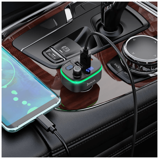 Hoco FM modulator, E62,Bluetooth,12/24 V,2xUSB, 1xUSB-C,PD20W - E62 Fast