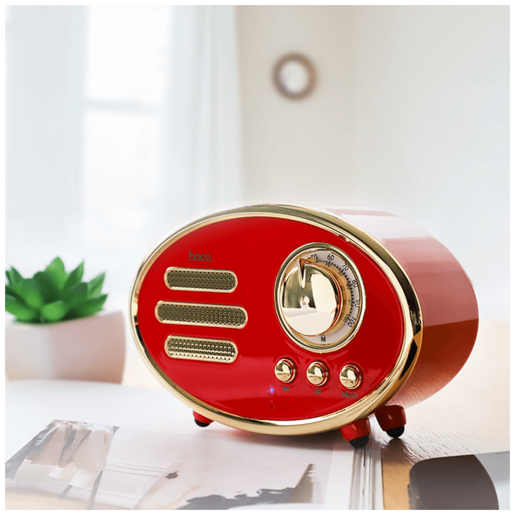 Hoco Zvučnik bežični, Bluetooth, retro, 1200 mAh, 5 h, 5 W, crvena - BS25 Time, Bluetooth, retro, red