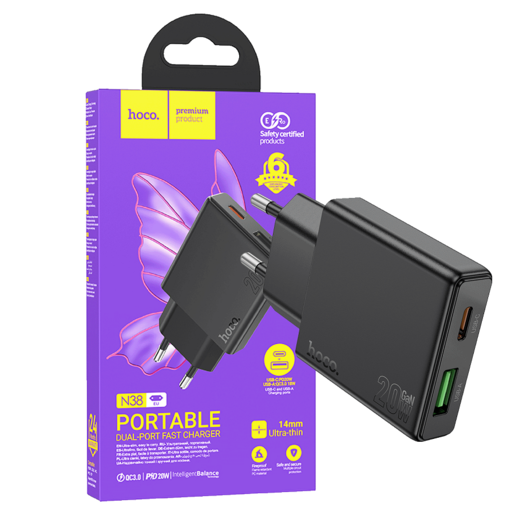 Hoco Punjač kućni, brzi, PD20W + QC3.0 Dual Port - N38 Delgado EU