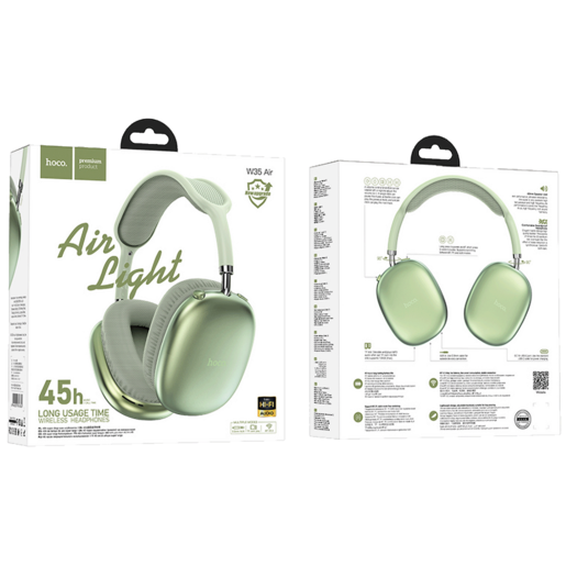 Hoco Slušalice bežične sa mikrofonom, Bluetooth, zelena - W35 Air Triumph Green