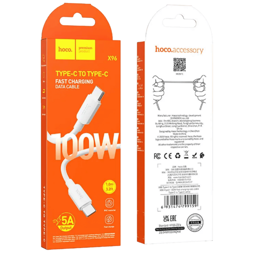Hoco USB kabl za smartphone, type C, 100W, bijela - X96 Hyper, 100W, White