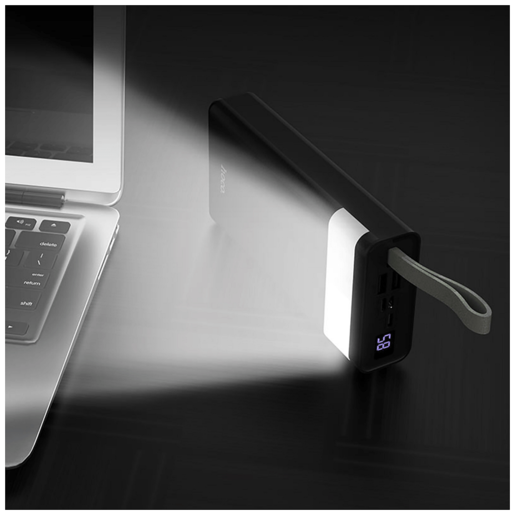 Hoco Powerbank sa lampom, Hoco j73, 30000mAh, 2A / 2A - J73 Powerful, Black