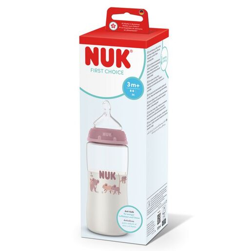 NUK First Choice bočica sa indikatorom temperature 300 ml, roza