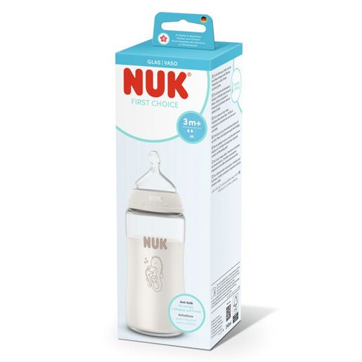 NUK First Choice staklena bočica sa indikatorom temperature 240 ml