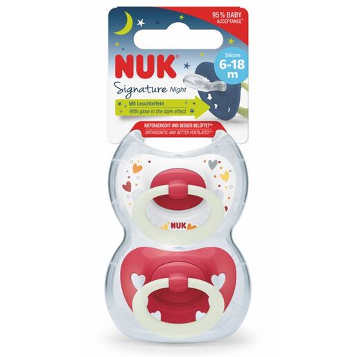 NUK Signature Night duda sa kutijicom 2 kom, Girl, 6-18 mj