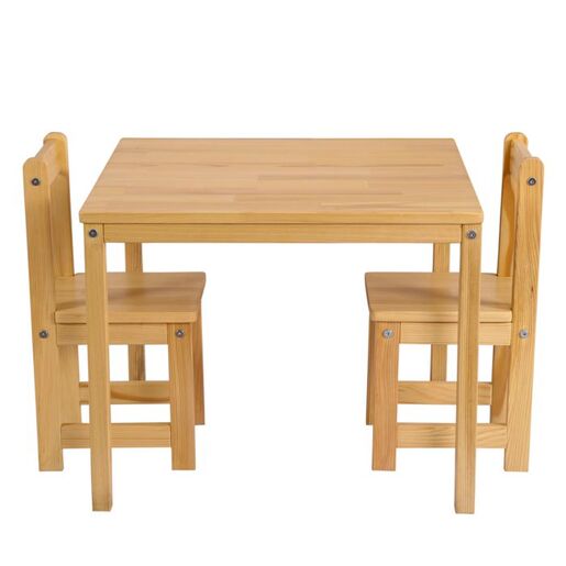 KUKKA dječji set stol i dvije stolice od punog drveta, 3-7 god.