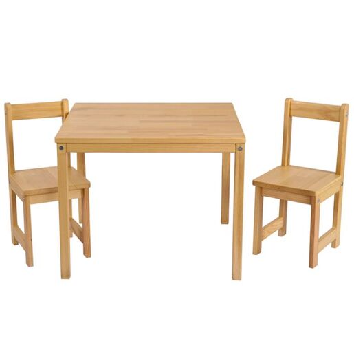KUKKA dječji set stol i dvije stolice od punog drveta, 3-7 god.