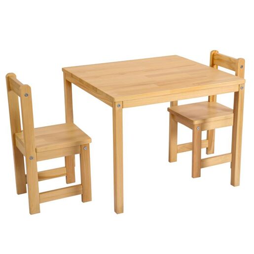 KUKKA dječji set stol i dvije stolice od punog drveta, 3-7 god.