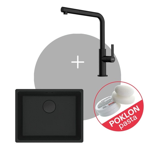 Franke Set Maris MRG 110-52 sudoper + MARIS SLIM L DOCCIA česma, Crna mat